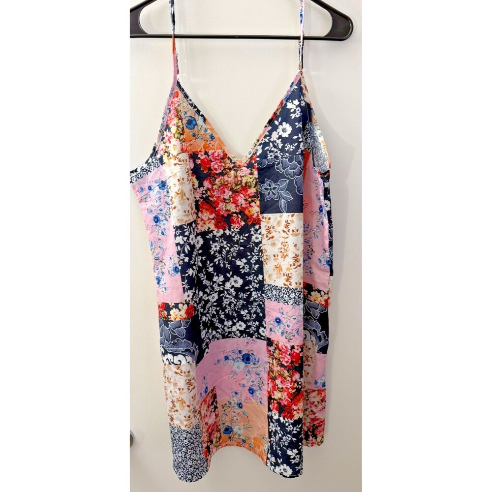 Boho Hippie Shabby Chic Easy Dress Shift Women's Large Floral Patchwork Pattern